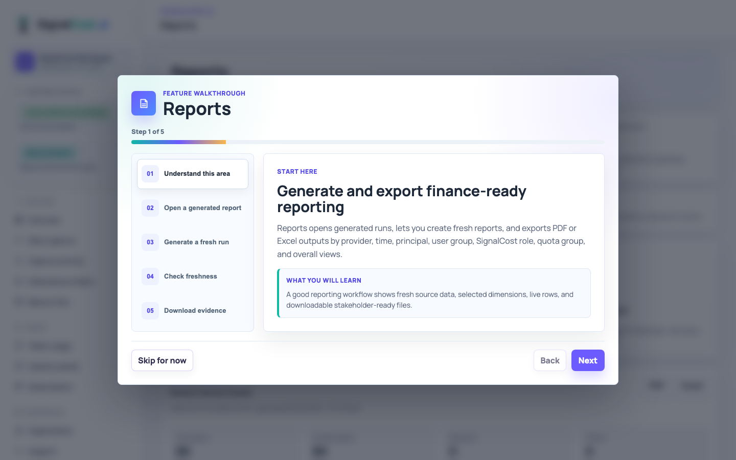 SignalCost.ai reporting dashboard